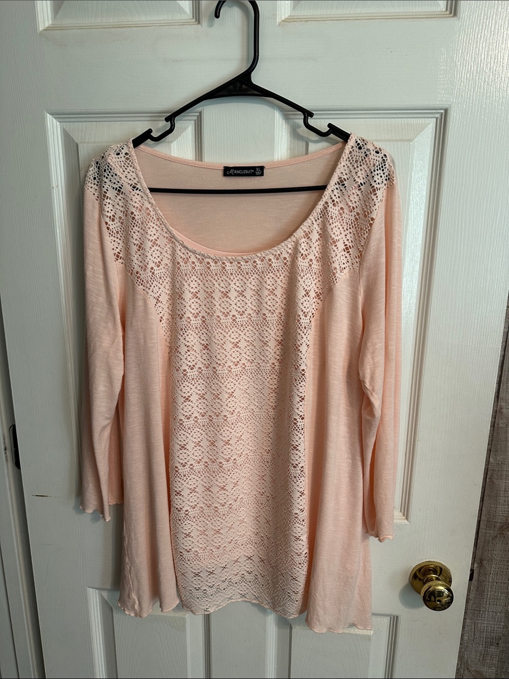 Miraclesuit Peach Long Sleeve Top - Soft Crochet Detail